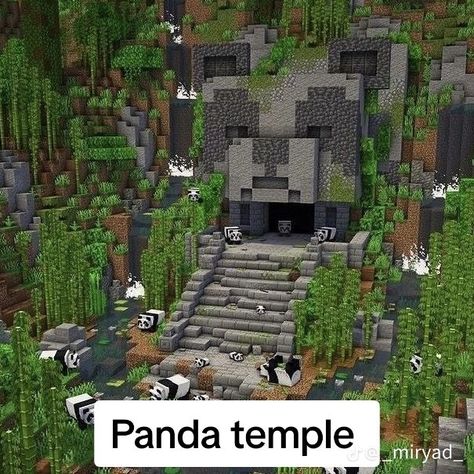 Zoo Building Ideas, Minecraft Panda Statue, Minecraft Zoo Entrance, Minecraft Zoo Exhibits, Panda Enclosure Minecraft, Minecraft Panda Enclosure, Minecraft Jungle Builds, Minecraft Zoo Ideas, Fire Kingdom