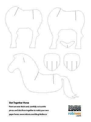 Slot Together Horse | Rob Ives Paper Craft Ideas For Kids, Aesthetic Paper, Cardboard Animals, 3d Templates, Paper Craft Ideas, Craft Ideas For Kids, Horse Pattern, Paper Animals, Cardboard Crafts