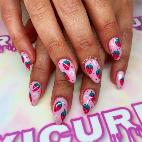 Sailor Moon Nails Design, Moon Nails Design, Sailor Moon Nails, Strawberry Moon, Om Yoga, Strawberry Moons, Moon Nails, Cuticle Care, Nails Design