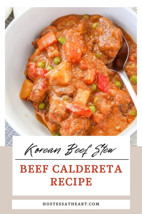 Do you ever crave a savory, hearty beef stew to keep you warm and cozy? Introducing Beef Caldereta, a Korean beef stew that will tantalize your taste buds. Bursting with flavor, this classic Korean dish is made in a slow cooker so it’s ready when you are. Beef Stew With Cheddar Biscuits, Best Stew Recipes Ever, Beef Caldereta Recipe, Korean Beef Stew, Caldereta Recipe, Best Stew Recipe, Beef Stew Recipes, Beef Caldereta, Recipe Korean