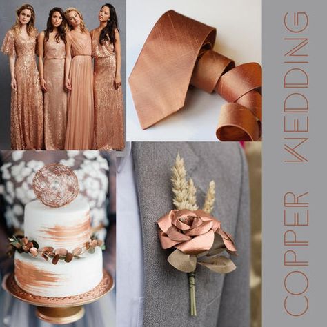 Bronze Color Palette Colour Schemes, Kiawah Wedding, Copper Wedding Theme, Copper Wedding Colors, Brown Wedding Themes, Rose Gold Tie, Anemone Wedding, Fall Wedding Color Schemes, Navy And Copper