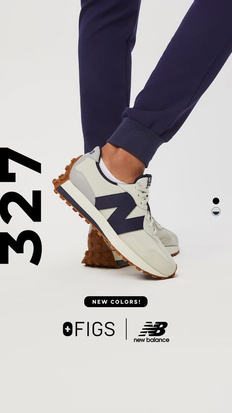 FIGS | NEW BALANCE 327 | 𝗙𝗜𝗚𝗦 | 𝗡𝗘𝗪 𝗕𝗔𝗟𝗔𝗡𝗖𝗘 𝟯𝟮𝟳. The ‘70s-inspired FIGS | New Balance 327 returns looking fly and fresher than ever in Black and Navy with shift-ready details. We... | By FIGS - Facebook Figs New Balance 327, Figs New Balance, New Balance 327, 70s Inspired, New Balance Shoes, Long Pants, Cute Shoes, Black And Navy, Fig