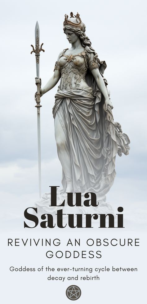 An in-depth post exploring ways to honor Lua Saturni, a mysterious Roman goddess of war, agriculture, fertility, and blight. This guide covers magical correspondences, ritual offerings, candle colors, and more for reviving her cultus in modern pagan worship. Gain insight on integrating this obscure deity into your eclectic witchcraft practice. Learn about her connections to Saturn, Mars, fire, iron, grain, and decay. Discover sample invocations, altars, and magical rituals to connect. Saturn Goddess, Saturn Correspondences, Saturn Worship, Pagan Worship, Magical Correspondences, Witchcraft Practice, Witchcraft Tips, Candle Colors, Eclectic Witchcraft