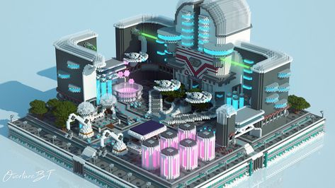 Minecraft Modern Factory, Minecraft Futuristic Building, Minecraft Lab, Futuristic Garden, Minecraft Cyberpunk, Underground Building, Minecraft Steampunk, Minecraft Idea, Sci Fi Architecture