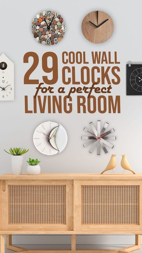 With so many options of wall clocks to choose from, you might get confused to choose the perfect timepiece that will suit your needs. Here are 29 Cool Wall Clock Designs that might help you to choose the perfect one. #christmasideas #giftideas #thebestgift #christmasgiftideas #usefulgifts #christmasgift #gifts #giftsforchristmas #coolgifts Family Room Wall Clocks, Large Kitchen Wall Clock, Best Wall Clock Living Rooms, Clock Above Tv Living Rooms, Wall Clock Living Room Ideas, Picture Wall With Clock In Middle, Where To Put Clock In Living Room, Where To Put Wall Clock Living Rooms, Large Wall Clock Decor Ideas Dining Room