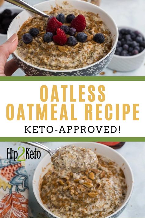 Here is an oatless oatmeal recipe made with hemp hearts, chia seeds and flax seeds. This healthy breakfast recipe is packed with superfood goodness and is also keto-approved. Noatmeal Keto Chia Seeds, Keto Recipes With Chia Seeds, Flax Seed Oatmeal Recipes, Chia Hemp Flax Seeds Recipes, Whole Flax Seed Recipes, Recipes Using Hemp Hearts, Keto Hemp Seed Recipes, Recipes With Hemp Hearts, Flax Seed Meal Recipes