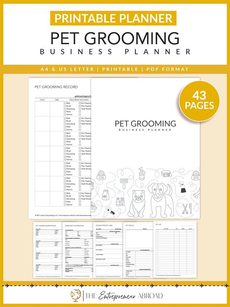 Pet Grooming Business, Business Kit, Pricing List, Grooming Business, Pet Services, Service Dog Training, Incident Report, Marketing Planner, Dog Grooming Business