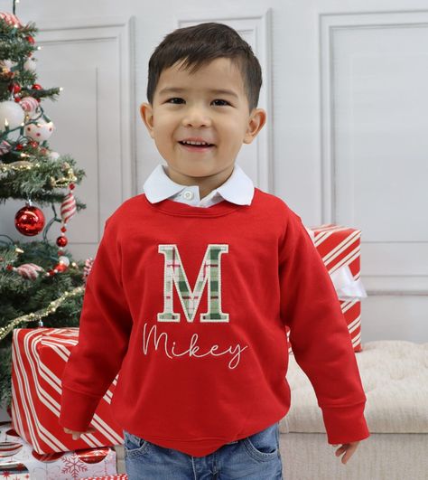 Toddler Christmas Shirts Boy, Christmas Toddler Shirt, Toddler Boy Christmas Outfit, Kids Christmas Shirts Vinyl With Name, Toddler Christmas Sweater, Toddler Boy White Holiday Sweater, Personalized Toddler Christmas Shirt, Matching Baby Outfits, Kids Christmas Applique Shirts