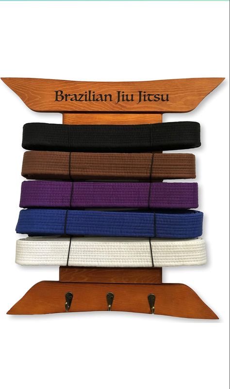 Brazilian Jiu Jitsu Belt Display | BJJ Belt Rack for 5 Belts Plus Medals Hanger | from White to Black Belt | Martial Arts Belt Holder Case | Gifts for Jiu Jitsu Practitioners | OSS : Sports & Outdoors Bjj Belt Display, Jiu Jitsu Belt Display, Medals Hanger, Martial Arts Belt Holder, Brazilian Jiu Jitsu Belts, Karate Belt Display, Martial Arts Belt, Bjj Black Belt, Black Belt Martial Arts