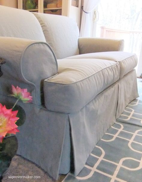 Cotton Poly Canvas Loveseat Slipcover Couch Cover Diy, Diy Couch Cover, Diy Sofa Cover, Custom Slipcovers, Loveseat Living Room, Chesterfield Sofas, Reupholster Furniture, Old Sofa, Upholstery Diy