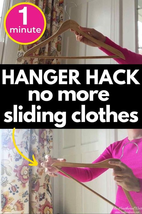 1-Minute INSANELY Easy Hanger Home Hack To Keep Your Clothes ON The Hanger and OFF the Floor!! No Supplies Needed...You'll Have What You Need At Home! Diy Clothes Hanger, Home Hacks Diy, Clothes Hanger Storage, Diy Clothes Hangers, Fashion 23, Organisation Ideas, Hanger Diy, Hanger Storage, Organizing Hacks