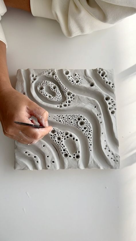 Inspired by corals, I’m sculpting textured wall art with air hardening clay 🪸🤍 How-to guide link in bio 🔥 #clay #clayart #texturedart #t… | Instagram Ceramic Wall Art Sculpture Clay Tiles, Paintings With Clay, Texture Clay Ideas, Air Clay Art, Clay Wall Art Diy, Air Dry Clay On Canvas, Clay On Canvas Art, Clay Texture Ideas, Clay Art On Canvas