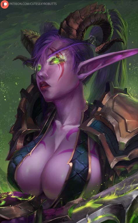 comm#407 World of Warcraft elf portrait by cutesexyrobutts on DeviantArt Night Elf Demon Hunter, World Of Warcraft Characters, Warcraft Characters, Warcraft Art, Night Elf, Fantasy Races, Demon Hunter, Wow Art, Fantasy Artwork