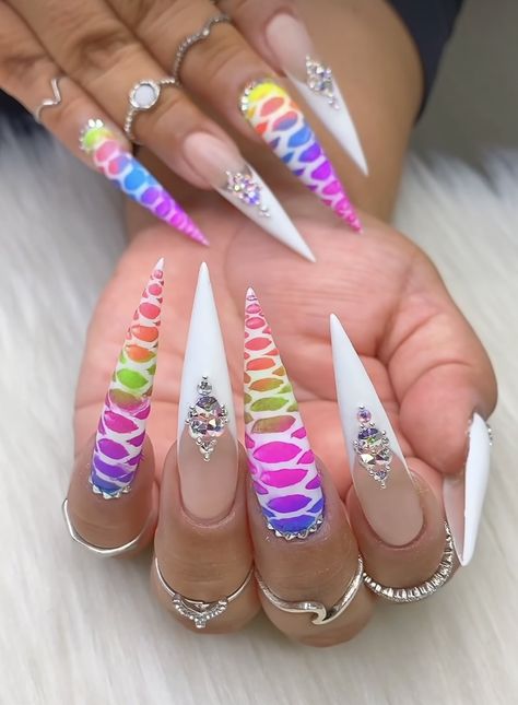 Drip Almond Nails, Carnival Nails, Flame Nail Art, Neon Nail Designs, Nail Academy, Purple Acrylic Nails, Drip Nails, Nails Design With Rhinestones, Coffin Shape Nails