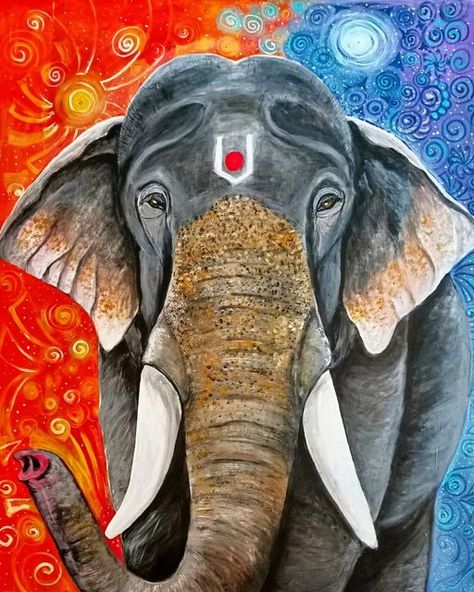 Elephant Acrylic Painting, Indian Elephant Art, Multi Canvas Painting, Elephant Painting Canvas, Colorful Art Paintings, 30 Day Art Challenge, India Painting, Colorful Elephant, Elephant Canvas