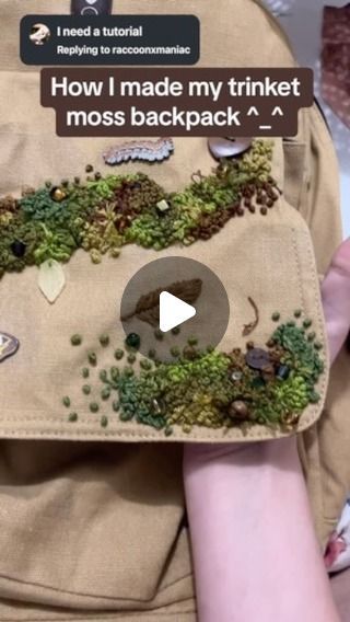 Fae & Fyre on Instagram: "Mossy Trinket Bag Tutorial ^_^ #embroiderytutorial #embroideryart #embroidered #embroiderydesign #moss #trinkets #trinketmoss #goblincore #gremlincore #forest #earthtones #earthy #earth #fairycore #diy #craft" Goblincore Embroidery, Wall Mushrooms, Fairycore Diy, Moss Embroidery, Trinket Bag, Goblin Core, Bag Tutorial, Needle Work, Bags Tutorial