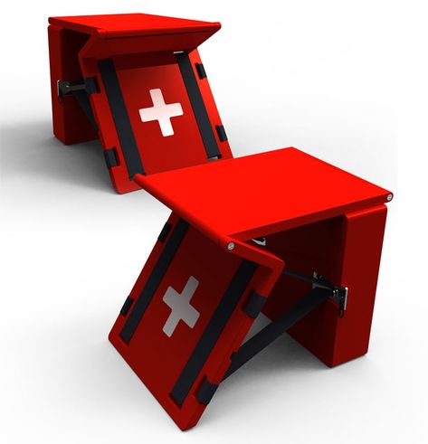 first aid chair First Aid Project, First Aid Station, Emergency Equipment, Bench Legs, Medical Kit, Tent Design, Cool Inventions, First Aid, Common Area