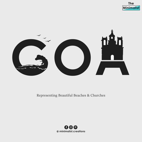 Goa Logo  Representing Beautiful Beaches & Churches!  #goa #india #love #beach #church #travel #sunset #goadiaries #wanderlust #holiday #blogger #logo #logodesign #graphicdesign #graphicdesigner #branding #typography #theminimalistcreations Goa Doodle Art, Goa Sketch, Goa Logo, Goa Illustration, Goa Poster, Interesting Logos, Goa Aesthetic, Backgrounds Tumblr Pastel, Minimalist Tshirt Design