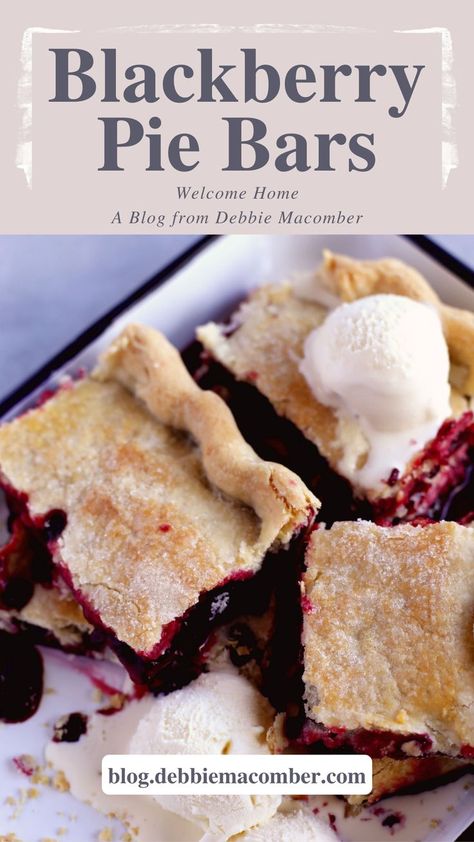 Blackberry Pie Bars Sheet Pie, Easy Blackberry Pie, Blackberry Pie Bars, Christmas Crunch, Saskatoon Berry, Blackberry Pie, Crunch Cake, Debbie Macomber, Frosting Tips