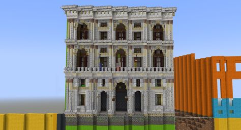 Minecraft Venice Build, Minecraft Venice Town, Minecraft Art Deco, Minecraft Venice, Steampunk Building Minecraft, Minecraft Colosseum, Steampunk Mc Builds, Minecraft Decoration Ideas, Minecraft Structures