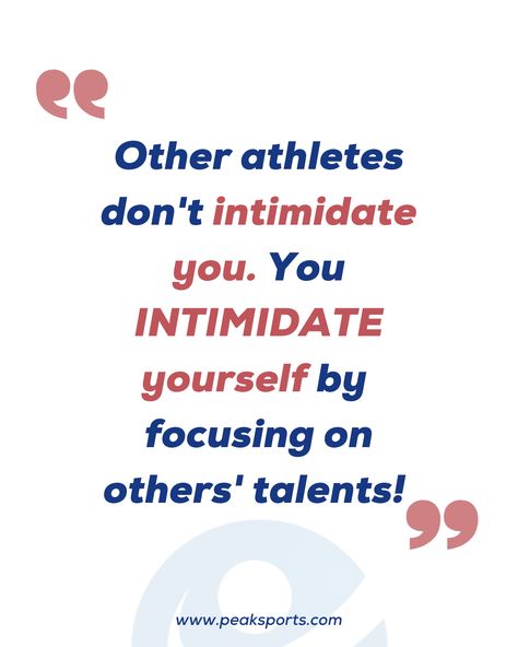 Self-intimidation is a lot more common than athletes who try to intimidate you on purpose. Others might look intimidating, but most of the time you focus too much on the talents, records, and prowess of other athletes, which leads to self-intimidation. #positivemindsetcoach #growthmindsetcoach #mindsetforsports #mindsetcoach #mindsetcoaching #mindset #mindfulness #coaching #performance #athlete #leadership #confidence #flow #lifecoach Confident Sports Quotes, Mindset Quotes For Athletes, Athlete Confidence Quotes, Positive Athlete Affirmations, Motivational Sports Quotes Mindset, Daily Affirmations For Athletes, Basketball Confidence, Volleyball Mindset, Confidence Quotes For Athletes