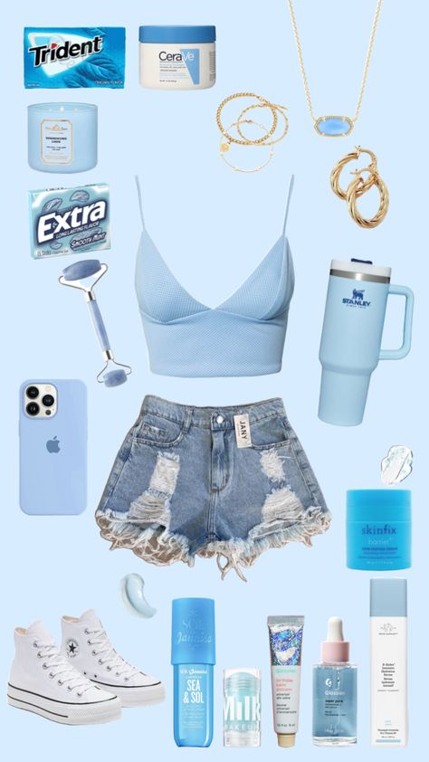 Light Blue Outfit, Basic Girl Outfit, Outfit Ideas For Summer, Preppy Summer Outfits, Casual Preppy Outfits, Trendy Outfits For Teens, Cute Lazy Day Outfits, Cute Preppy Outfits, Cute Comfy Outfits