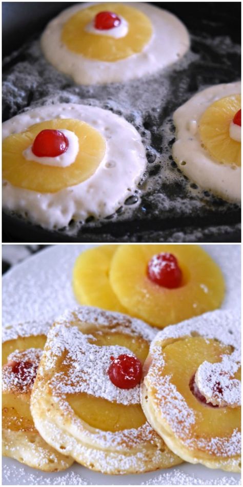 Pineapple Upside Down Pancakes Pancakes Ideas For Kids, Camping Breakfast No Cook, Yummy Brunch Ideas, Pancakes Variations, Breakfast Birthday Party Food, Fun Food To Make With Kids, Blackstone Brunch Ideas, Breakfast Food Truck Ideas, Fun Kids Breakfast Ideas