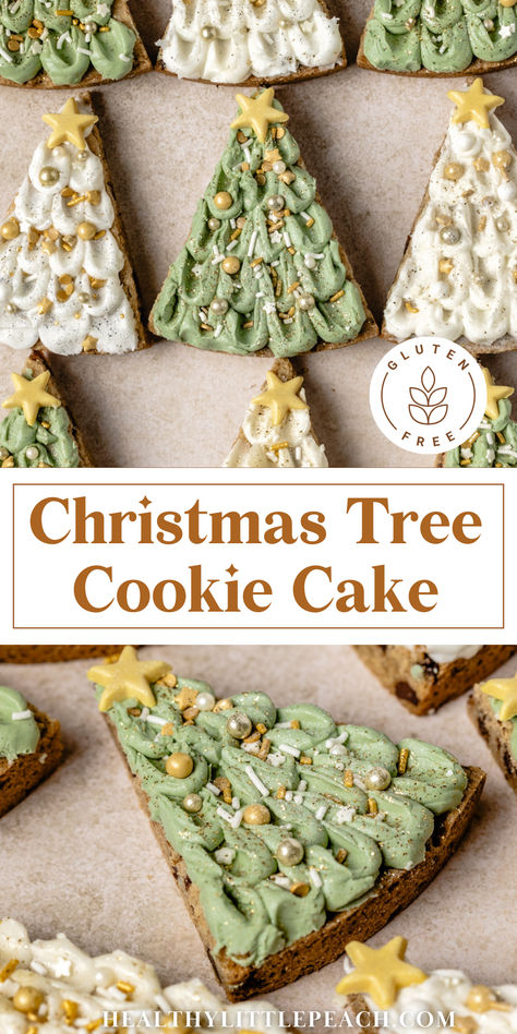 christmas tree cookies with buttercream frosting Christmas Tree Shapes, Simple Holiday Cookie Recipes, Healthy Bakes, Gf Treats, Gluten Free Holiday Cookies, Christmas Tree Chocolates, Healthy Holiday Treats, Gluten Free Christmas Cookies, Cookie Dough Cake