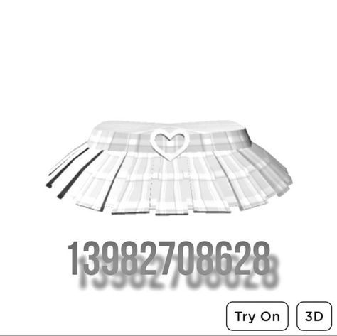 Roblox Mini Skirt Codes, White Outfit Codes, Roblox White Skirt Code, Roblox Skirts Codes 3d, Roblox Skirts Codes, Blue And White Outfits, White Skirt Outfits, Top Azul, Short Blanc