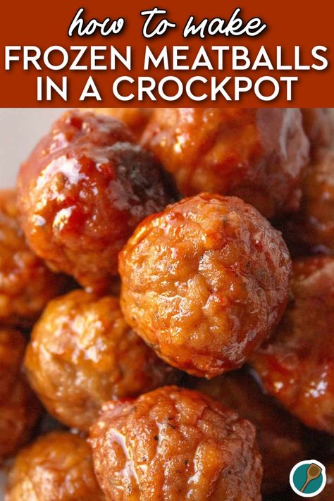 Close-up of saucy and tender frozen meatballs cooked in a crockpot, perfect for easy dinners. Fully Cooked Meatballs In Crockpot, Cooking Meatballs In Crockpot, Crock Pot Barbecue Meatballs, How To Cook Meatballs In Crockpot, Crockpot Meatball And Weiners, How To Make Meatballs In Crockpot, Meat Ball Recipes Easy Crockpot, Slower Cooker Meatballs, Ranch Meatballs Crockpot