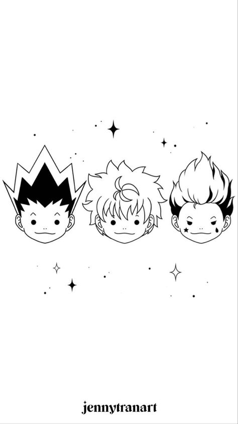 Gon And Killua Drawing Easy, Killua And Gon Drawing, Hunter X Hunter Lineart, Killua X Gon Tattoo Ideas, Anime Tattoo Hunter X Hunter, Hunterx Hunter Tattoos, Killua X Gon Tattoo, Hunter X Hunter Gon Tattoo, Hunter X Hunter Drawing Easy