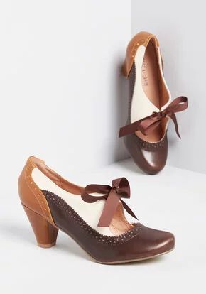 New Arrival Dresses and Clothing for Women | ModCloth Oxford Boots Outfit, Oxford Heels Outfit, Heel Oxfords, Modcloth Shoes, Tie Heels, Shoe Wardrobe, Oxford Boots, Jimmy Choo Heels, New Shoe