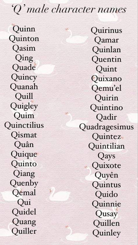 Character names beginning in the letter ‘q’. Rare Male Names, Male Names For Characters, Q Names, Unique Male Names, Male Character Names, Names For Characters, Sims Names, Oc Names, Male Names