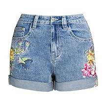 Floral Denim Shorts, Estilo Hipster, Street Fits, Embroidered Denim Shorts, Summer Shorts Denim, Stretch Denim Shorts, Ripped Denim Shorts, Denim Patterns, Hot Shorts