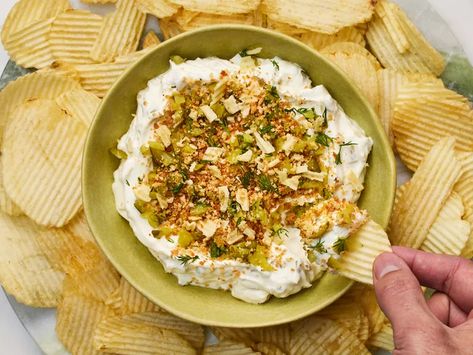 Fried Pickle Dip Recipe Fried Pickle Dip, Pickle Dip Recipe, Pickle Dip, Cold Dips, 5 Ingredient Dinners, Fried Pickles, Potluck Dishes, Passover Recipes, Recipes Appetizers And Snacks