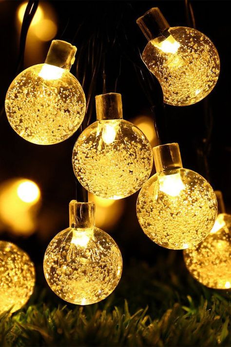 Globe Lights: Add string lights and ornaments to your fir at the same time with a strand of these twinkling beauties. They also come in a multicolor version if that's your jam. Click through for more merry Christmas Tree decorations! Outdoor Globe Lights, Indoor Garden Party, Battery Operated String Lights, Christmas Light Installation, String Ball Lights, Solar String Lights Outdoor, Geography Map, Globe String Lights, Novelty Lights