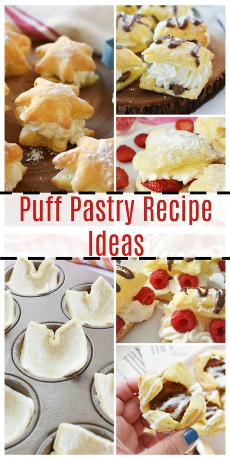 Puff Pastry Vanilla Pudding, Puff Pastry Treats Simple, Puffy Pastry Recipe Desserts, What To Do With Pastry Dough, Homemade Pastries Easy, Frozen Pastry Sheet Recipes, Rough Puff Pastry Desserts, Easy Desserts Using Puff Pastry, Puff Pastry Pudding Dessert