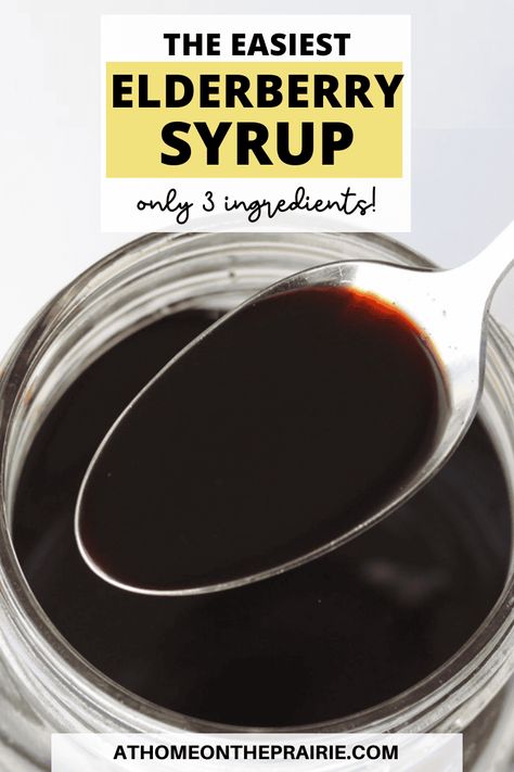 Learn how to make this easy 3 ingredient elderberry syrup recipe. Boost your immune system and stay healthy with this simple homemade natural remedy. Remedy For Cold, Elderberry Syrup Recipe, Homemade Elderberry, Elderberry Recipes, 3 Ingredient Recipes, Homemade Syrup, Skin Natural Remedies, Arrowroot Powder, Elderberry Syrup