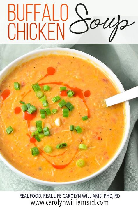 Puree Soup Recipes, Creamy Buffalo Chicken, Amanda Nighbert, Healthy Buffalo Chicken Dip, Chicken Soup Crockpot, Buffalo Chicken Dip Crock Pot, Crockpot Buffalo Chicken, Buffalo Chicken Soup, Bariatric Friendly Recipes