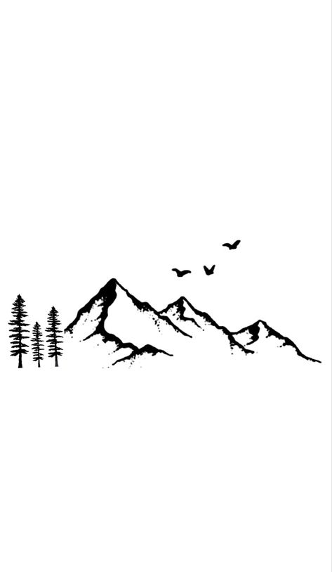 Moutain Tattoos Simple, Mountainscape Tattoo, Mountain Tattoo With Trees Simple, Mountain Band Tattoo, Mountain And Water Tattoo, Mountain Peak Tattoo Simple, Minimal Mountain Tattoo, Mountain Silhouette Tattoo, Mountain Range Outline Tattoo