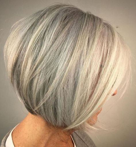 A-Line Gray Bob For Women Over 60 Κούρεμα Bob, Tan Skin Blonde Hair, Chic Short Haircuts, Short Hairdos, Blonde Bobs, Short Bob Hairstyles, Older Women Hairstyles, Short Hair Cuts For Women, Grey Hair