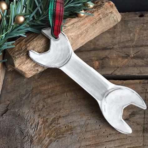 Tool Ornament, Wrench Ornament, Mechanic Tool ornament for Dad, Mechanic ornament for man, Personali Tool Ornaments, Ornaments For Men, Men Ornaments, Pottery Ornaments, Baby Christmas Ornaments, Funny Christmas Ornaments, Mechanic Gifts, Holiday Wrap, Mechanic Tools