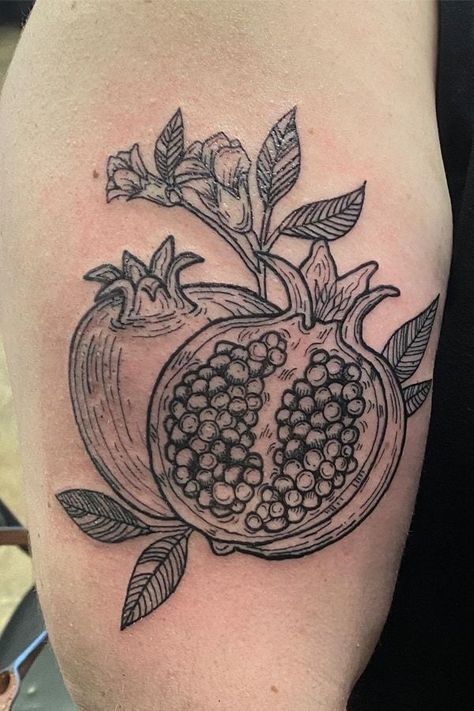 Pomegranate Tattoo, Fruit Tattoo, Funky Tattoos, Greek Mythology Tattoos, Tattoo Parlor, Getting Bored, Mythology Tattoos, Spooky Tattoos, Sketch Tattoo Design