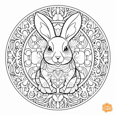 illustration of Elegant bunny mandala for adults Bunny Mandala Art, Bunny Mandala, Bunny Coloring Pages, Love Cover, Printable Coloring Sheets, Quiet Time, Animal Coloring Pages, Cute Bunny, Mandala Design