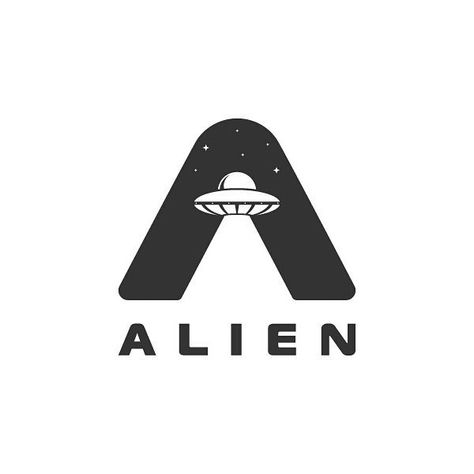 Alien logo concept - Logos inspiration #logo Jb Logo, Vintage Tshirt Design, Galaxy Colors, Alien Tattoo, Logo Design Process, Typographic Logo, Logo Creation, Online Logo, Alien Art