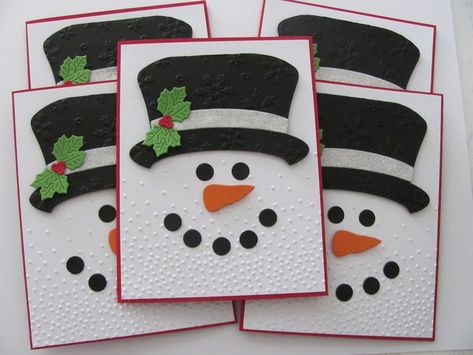 Christmas Cards Snowman, Snowman Christmas Cards, Christmas Cards Kids, Snowman Cards, Christmas Card Set, Homemade Christmas Cards, Christmas Card Crafts, Handmade Kids, Diy Christmas Cards