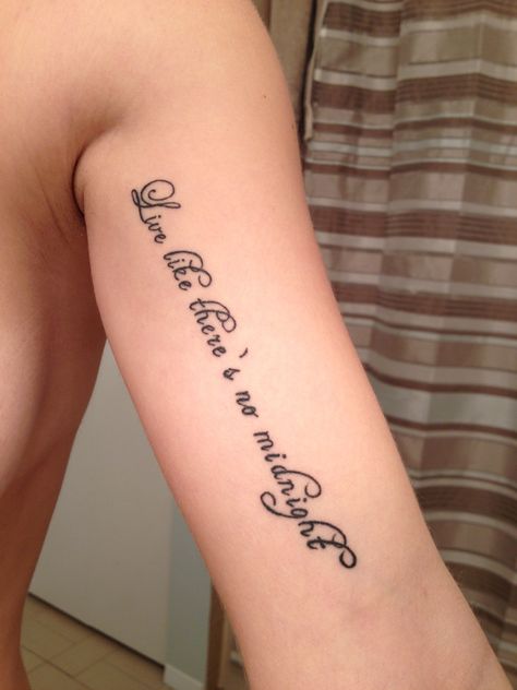 My Disney Cinderella quote Tattoo : Live like there's no midnight Cinderella Tattoo Ideas, Midnight Tattoo, Tiny Disney Tattoo, Cinderella Tattoo, Disney Tattoos Quotes, Disney Inspired Tattoos, Short Quote Tattoos, Tattoo Quotes For Men, Quote Tattoo