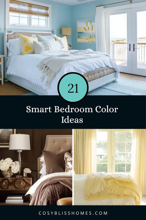 21 soothing bedroom color ideas to help you transform your space into a peaceful retreat. Imagine waking up to soft sky blue walls or the comfort of warm taupe tones. These color schemes not only enhance the calming vibe of your room but also promote better sleep and relaxation. Discover deep graphic colors like pale yellow that brighten your mood, along with perfect lighting tips and decoration ideas. Your dream bedroom awaits with these tranquil hues for a serene sleep environment! Pale Yellow Bedroom Ideas, Sky Blue Walls, Pale Yellow Bedrooms, Calming Color Schemes, Soothing Bedroom Colors, Calming Bedroom Colors, Bedroom Color Ideas, Soothing Bedroom, Smart Bedroom