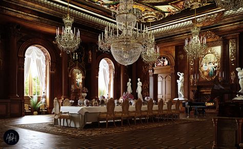 Palace Dining Hall, Castle Dining Room Aesthetic, Dining Room Mansion, Latest Bed Design 2023, Palace Dining Room, Royal Dining Room, Luxury Dining Room Mansions, Castle Dining Room, Latest Bed Design