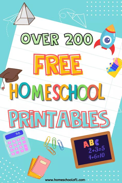 Free Homeschool Printables (Over 500 Worksheets) | Printable Planner For School By  Ann Thompson Free Science Printables, Homeschool Worksheets Free, Free School Printables, Planner For School, Free Math Printables, Free Worksheets For Kids, Free Homeschool Curriculum, Free Homeschool Resources, Free Homeschool Printables